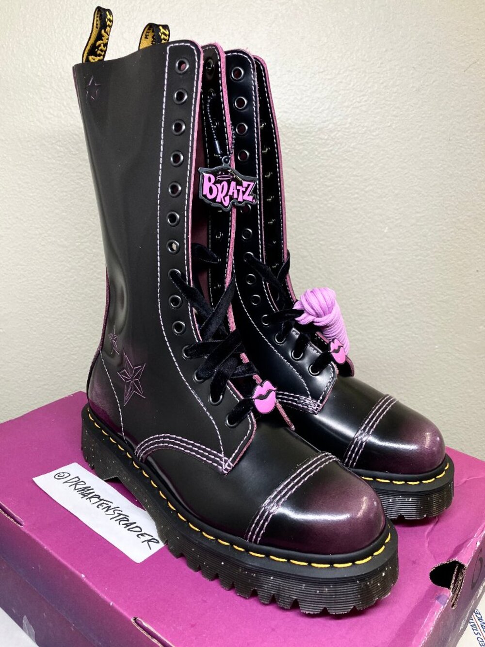 Dr. Martens 14-eye Purple Bratz Bex 1b66 shoe US 7 glitter black pink high 1914